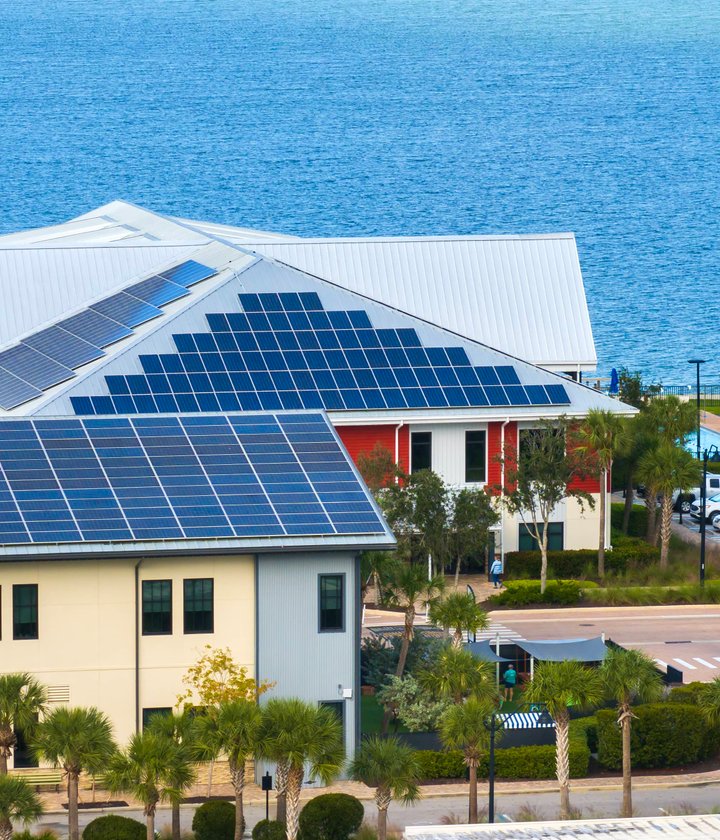 Roof with solar system used for testimonial background